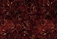 Флізелінові фотошпалери Квіти - Золоті троянди на червоному тлі (13651V)+клей - вид 1 мініатюра