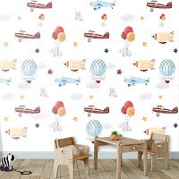 Флизелиновые детские фотообои 254 x 184 см Самолеты и воздушные шары (13653V4)+клей