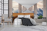 Флизелиновые фотообои 3D Туннель с видом на облака (13659V)+клей