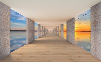 Флизелиновые фотообои небеса 3D 416 x 254 см Пейзаж - Тоннель и вид на озеро (13661VEXXXL)+клей - вид 1 миниатюра