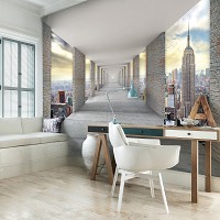 Манхэттен флизелиновые фотообои 3D 368 x 254 см Город - Тоннель и вид на Нью-Йорк (13662V8)+клей
