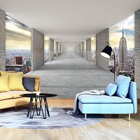 Уолл стрит фотообои 3D флизелиновые 416x254 см Туннель с видом на Нью-Йорк (13662VEXXXL)+клей