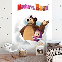 Фото обои детские 184x254 см Для девочек: Маша и медведь шлют привет (13667P4A)+клей - вид 6 миниатюра