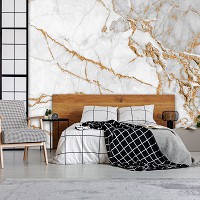 Флизелиновые фото обои камень 368 x 254 см Белый мрамор с золотым декором (13668V8)+клей - вид 9 миниатюра