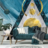 Флизелиновые фотообои Гламурное арт-деко Абстракция - Переливающиеся фигуры на мраморе (13670V)+клей