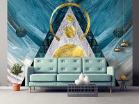 Флизелиновые фото обои 254 x 184 см Абстракция - Переливающиеся фигуры на мраморе (13670V4)+клей