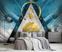 Флизелиновые фотообои 368 x 254 см Абстракция - Переливающиеся фигуры на мраморе (13670V8)+клей