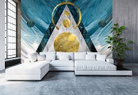 Флизелиновые фотообои 312 x 219 см Абстракция - Переливающиеся фигуры на мраморе (13670VEXXL)+клей