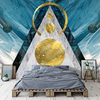 Флизелиновые фотообои 416 x 254 см Абстракция - Переливающиеся фигуры на мраморе (13670VEXXXL)+клей