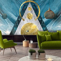 Флизелиновые фотообои 416 x 290 см Абстракция - Переливающиеся фигуры на мраморе (13670VEXXXXL)+клей