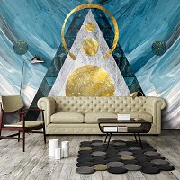 Флизелиновые фотообои 520 x 318 см Абстракция - Переливающиеся фигуры на мраморе+клей