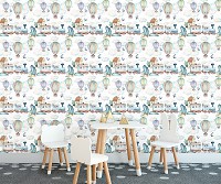 Флизелиновые фотообои в детскую спальню 416 x 254 см Поезда и воздушные шары (13674VEXXXL)+клей