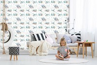 Облака флизелиновые фотообои 368 x 254 см Детские - Самолеты летают в небе (13677V8)+клей