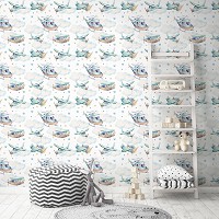 Флизелиновые фото обои в детскую комнату 254 x 184 см Самолеты летают в облаках (13677V4)+клей