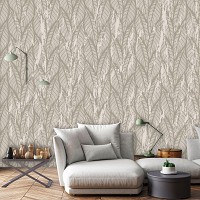 Флизелиновые фото обои узор 254x184 см Вьющиеся ажурные бежевые листья (13681V4)+клей