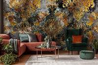 Флизелиновые фото обои абстракция 254 x 184 см Золотисто-коричневый узор на бетонной стене (13684V4)+клей