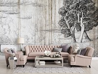 Флизелиновые фото обои деревья 254 x 184 см Пейзаж на старой бумаге (13685V4)+клей - вид 5 миниатюра