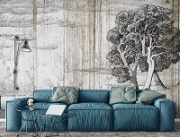 Красивые пейзажи флизелиновые фотообои Дерево на старой бумаге (13685V)+клей