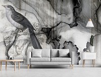 Абстрактные флизелиновые фотообои на стену 312 x 219 см Абстракция - Птица на черно-белом камне (13690VEXXL)+клей