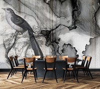 Флизелиновые фотообои абстракция в интерьере Птица на пролитых чернилах (13690V)+клей