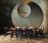 Флизелиновые фотообои с геометрическим рисунком 368 x 254 см Абстракция - Круги на стене (13693V8)+клей