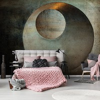 Флизелиновые фотообои в коридор 312 x 219 см Абстракция - Круги на стене (13693VEXXL)+клей