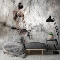 Флизелиновые фотообои в интерьере 416 x 290 см Девушка на качелях на потрескавшейся стене (13694VEXXXXL)+клей