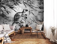 Флизелиновые фото обои животные на стену 254 x 184 см Черно-белый кенгуру на бетоне (13696V4)+клей - вид 6 миниатюра