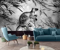 Флизелиновые фото обои животные на стену 254 x 184 см Черно-белый кенгуру на бетоне (13696V4)+клей - вид 7 миниатюра