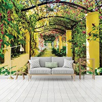 Дизайн маленькой гостиной с флизелиновыми фотообоями 312x219 см 3Д Аллея - Цветочная арка (136VEXXL)+клей