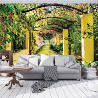 Флизелиновые фотообои в зале дизайн 254x184 см 3D Аллея - Цветочная арка (136V4)+клей