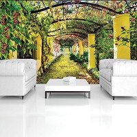 Флизелин - ремонт гостиной с фотообоями 368x254 см 3D Аллея - Цветочная арка (136V8)+клей