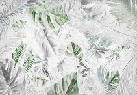 Листья флизелиновые фотообои 416 x 290 см Зеленые и белые цветы на старой бумаге (13702VEXXXXL)+клей - вид 1 миниатюра