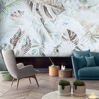 Флизелиновые фото обои листьями 254 x 184 см Цветы на старой бумаге (13703V4)+клей