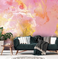 Флизелиновые фотообои 416 x 254 см Абстракция - Мрамор в розовых и золотых тонах (13710VEXXXL)+клей