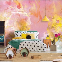 Флизелиновые фотообои 368 x 254 см Абстракция - Мрамор в розовых и золотых тонах (13710V8)+клей