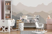 Флизелиновые фотообои пейзажи природы Контур холмов в бежевом цвете (13712V)+клей