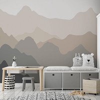 Флизелиновые фото обои горы 254x184 см Контур холмов в бежевом цвете (13712V4)+клей