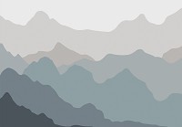 Скандинавський стиль дитячі флізелінові фотошпалери 368x254 см Контур гір синім кольором (13713V8) +клей - вид 1 мініатюра