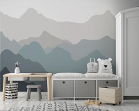 Фотошпалери для дитячої кімнати 368x254 см Контур гір синім кольором (13713P8)+клей