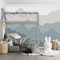 Флизелиновые фотообои пейзаж Контур гор синим цветом (13713V)+клей