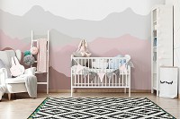 Флізелінові фотошпалери Контур гір рожевого кольору (13714V)+клей