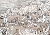 Флізелінові фотошпалери 368x254 см Дитячі - Намальовані пагорби (13715V8)+клей - вид 1 мініатюра