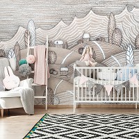 Флизелиновые фото обои на стену 254 x 184 см Детские - Нарисованные холмики (13715V4)+клей