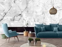 Флизелиновые фотообои с геометрическим рисунком 312 x 219 см Абстракция - Серый мрамор (13719VEXXL)+клей