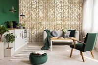 Флизелиновые фотообои в спальню 416 x 254 см Абстракция - Золотой узор на светлом мраморе (13720VEXXXL)+клей