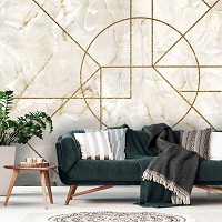 Геометрические флизелиновые фотообои 416 x 254 см Абстракция на светлом мраморе (13721VEXXXL)+клей