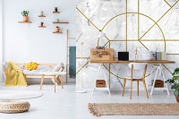 Флизелин - геометрия на фото обоях 254 x 184 см Абстракция на белом мраморе (13722V4)+клей