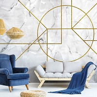 Популярные флизелиновые фотообои 368 x 254 см Абстракция - Геометрия на белом мраморе (13722V8)+клей