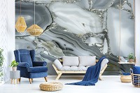 Флизелиновые фотообои 416 x 254 см Мрамор - Переливающийся серым цветом камень (13725VEXXXL)+клей